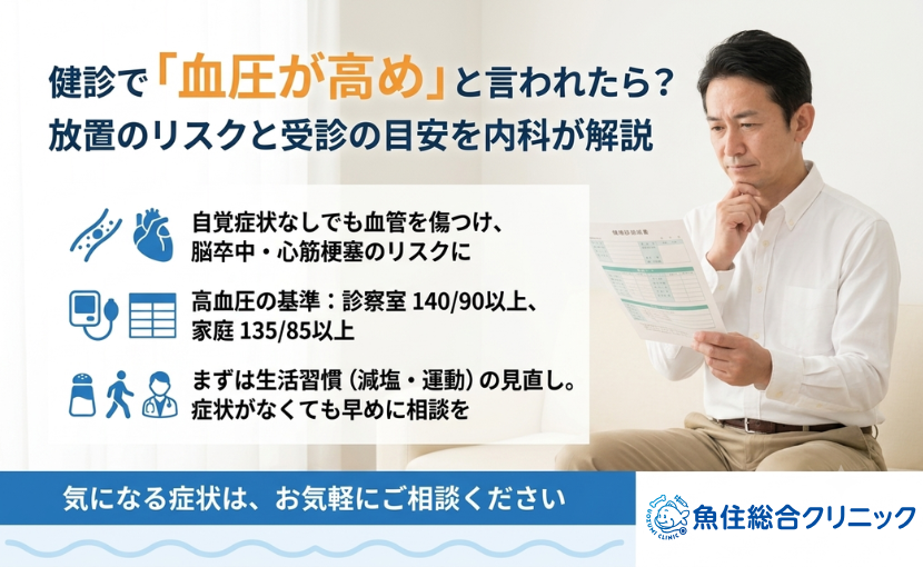 健診で「血圧が高め」と言われたら？放置のリスクと受診の目安を内科が解説